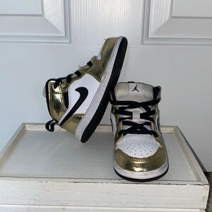 AirJordan 1 Mid Metallic Gold Black White - Unisex Shoes